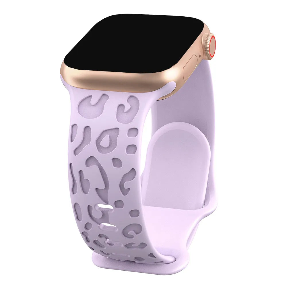 Embossed Cheetah Print Silicone Strap For Apple Watch - Wristwatchstraps.co