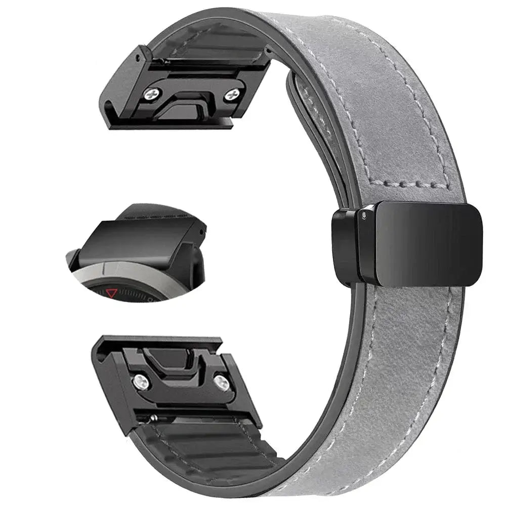 Garmin Soft Leather Band - Magnetic Buckle QuickFit Design BandsCo Straps