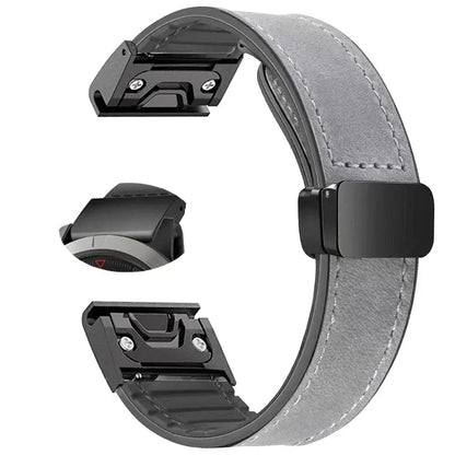 Garmin Soft Leather Band - Magnetic Buckle QuickFit Design BandsCo Straps