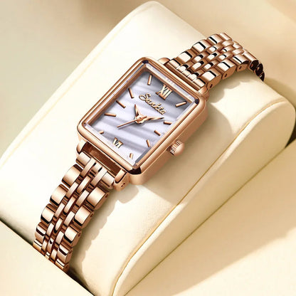 Women's Rose Gold Rectangular Stainless Steel Watch BandsCo Straps