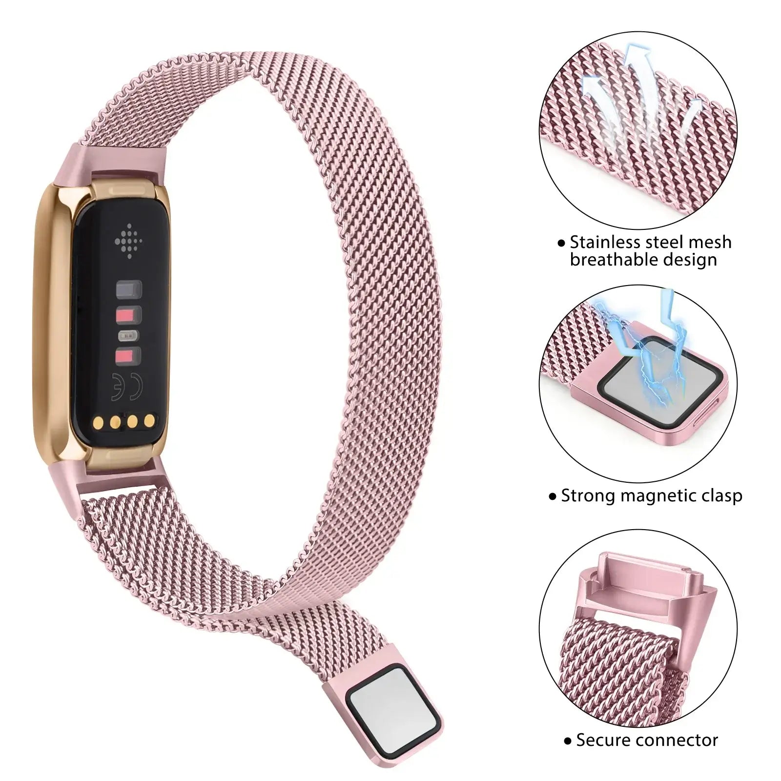 Fitbit Luxe Steel Magnetic Band - Elegant Mesh Design BandsCo Straps