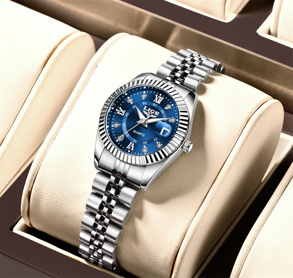 Women's Two Tone Stainless Steel Date Watch Elegant Quartz BandsCo Straps