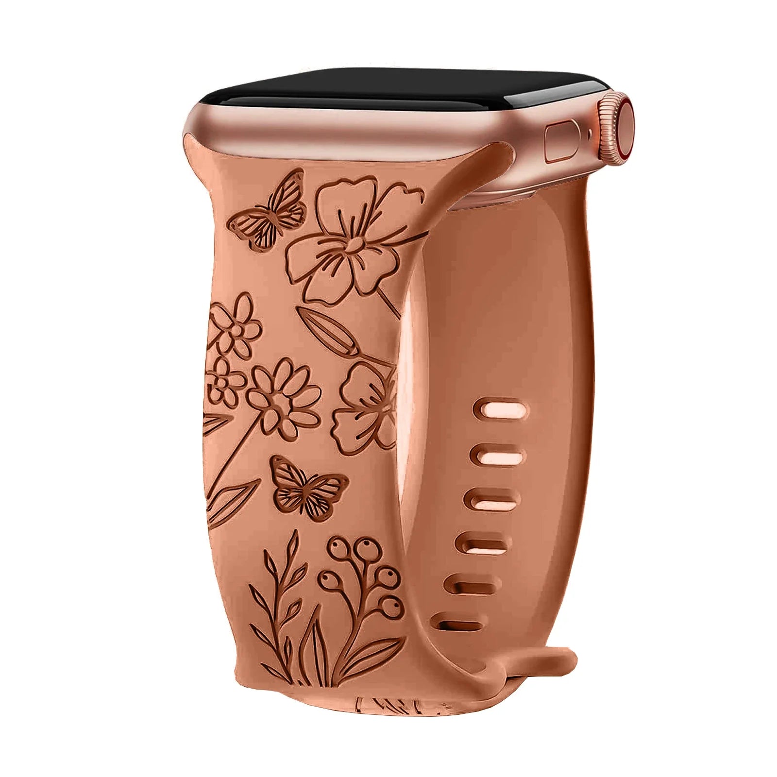 Apple Watch Silicone Strap - Floral Engraved, Soft and Waterproof BandsCo Straps
