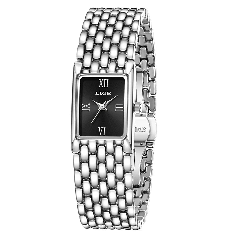 Women's Gold Rectangular Watch Stainless Steel Bracelet BandsCo Straps