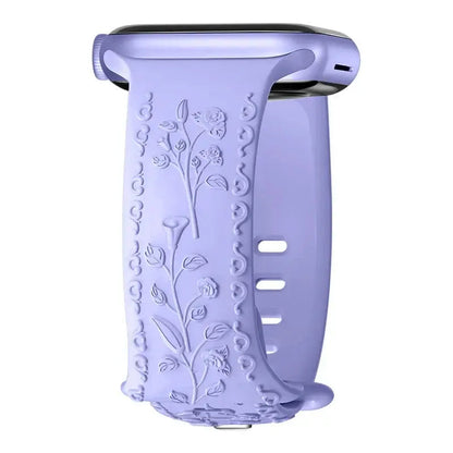 Apple Watch Silicone Band - Floral Engraved - Stylish Design BandsCo Straps