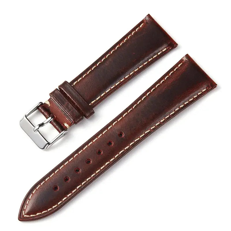 Amazfit Band Vintage Oil Wax Leather Watch Strap Cowhide Buckle BandsCo Straps