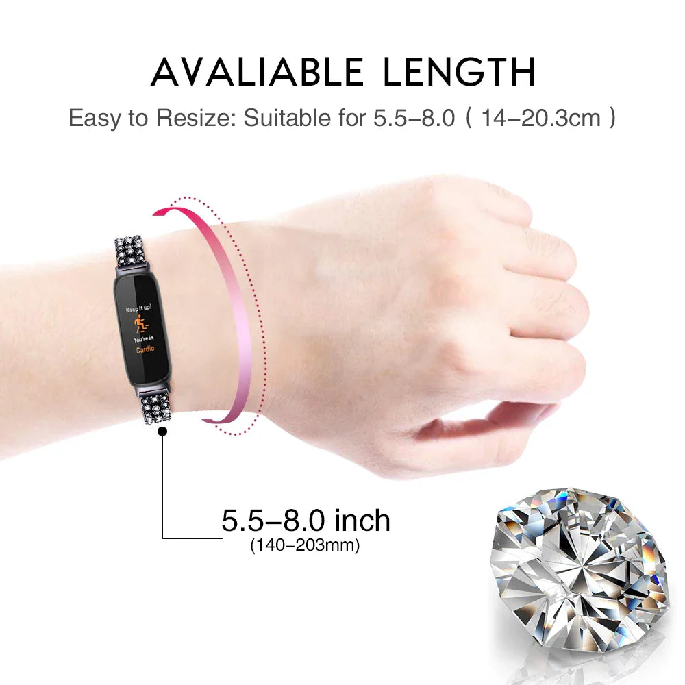 Fitbit Inspire 3 Metal Strap - Elegant Bling Design Bracelet BandsCo Straps