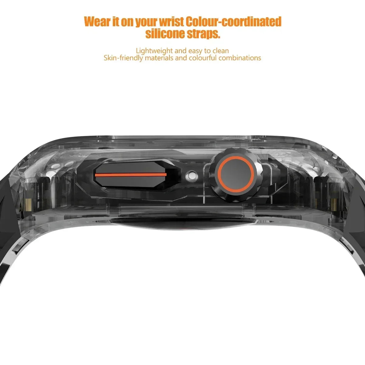Transparent Armor Mod Kit for Apple Watch Ultra - Rugged Clear Case & TPU Sport Band Wristwatchstraps.co