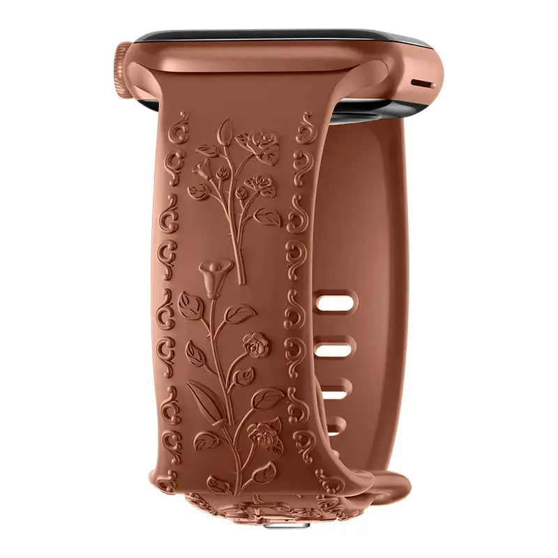 Apple Watch Silicone Band - Floral Engraved - Stylish Design BandsCo Straps