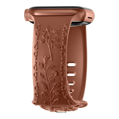Apple Watch Silicone Band - Floral Engraved - Stylish Design BandsCo Straps
