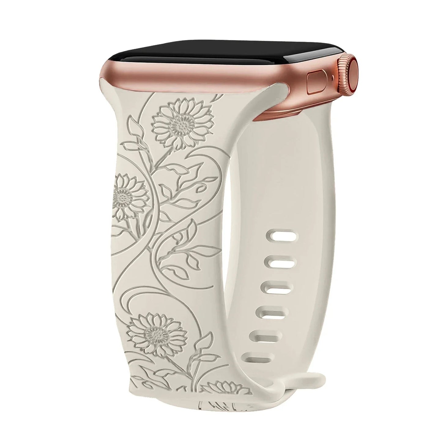 Apple Watch Silicone Strap - Floral Engraved, Soft and Waterproof BandsCo Straps