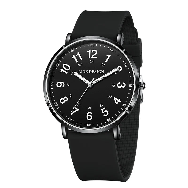 Women's Pink Silicone Watch Large Dial Rose Gold Minimal BandsCo Straps