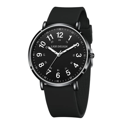 Women's Pink Silicone Watch Large Dial Rose Gold Minimal BandsCo Straps