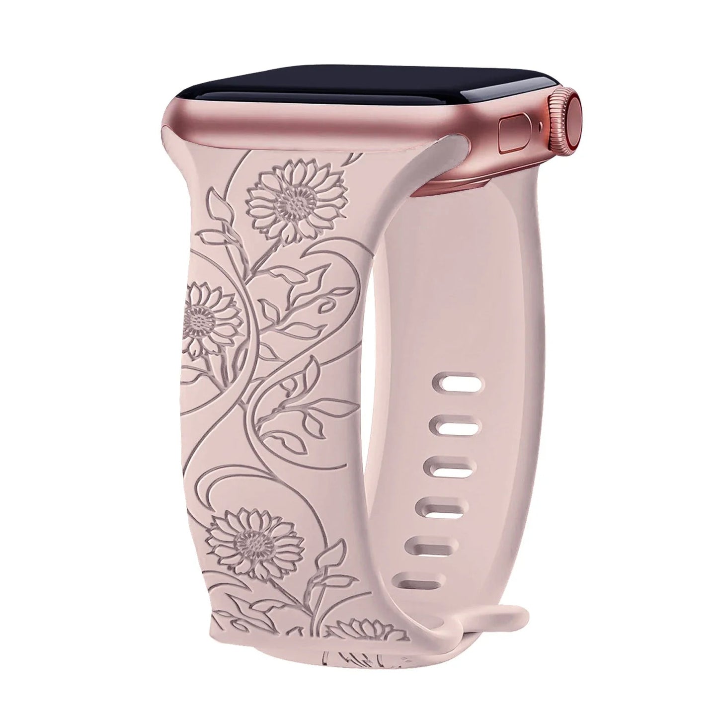 Apple Watch Silicone Strap - Floral Engraved, Soft and Waterproof BandsCo Straps