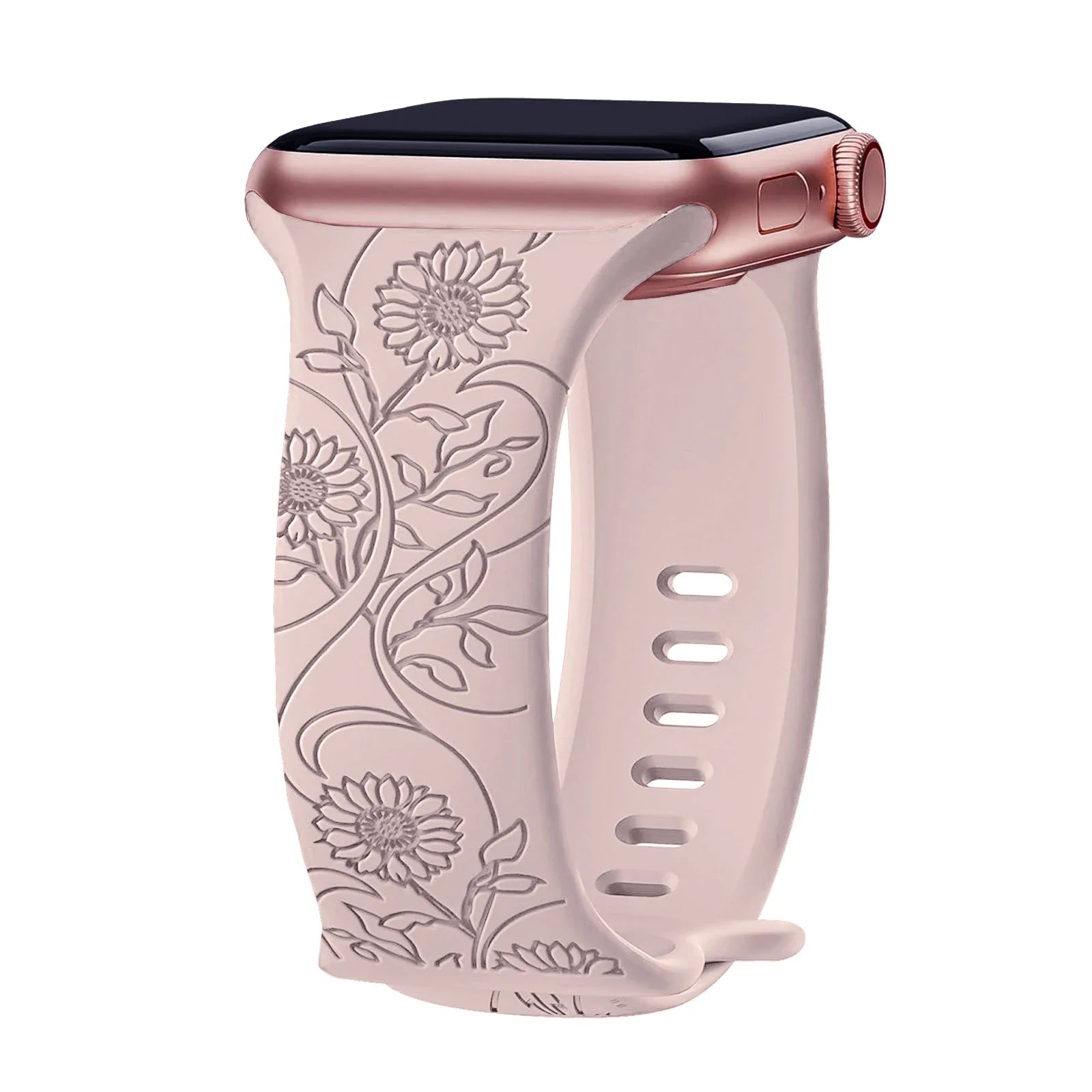 Apple Watch Silicone Strap - Floral Engraved, Soft and Waterproof BandsCo Straps