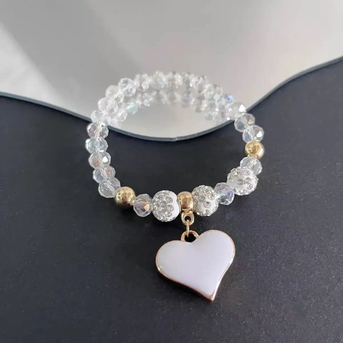 Women's Green Jade Beaded Bracelet with Gold Leaf Charm | Fashion Chain & Link Bracelet wws