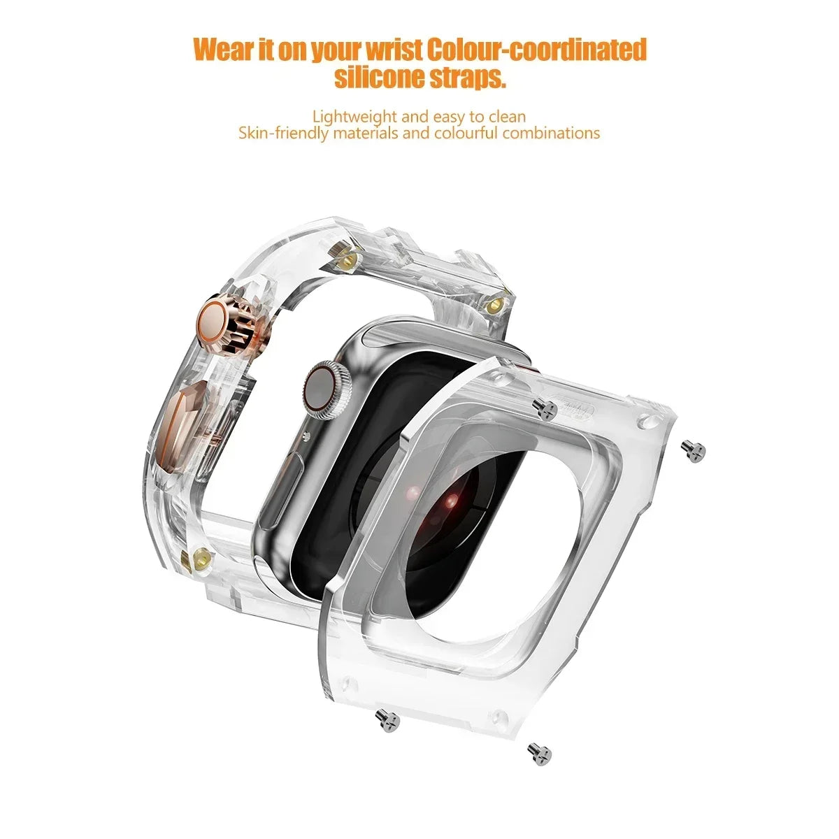 Transparent Armor Mod Kit for Apple Watch Ultra - Rugged Clear Case & TPU Sport Band Wristwatchstraps.co