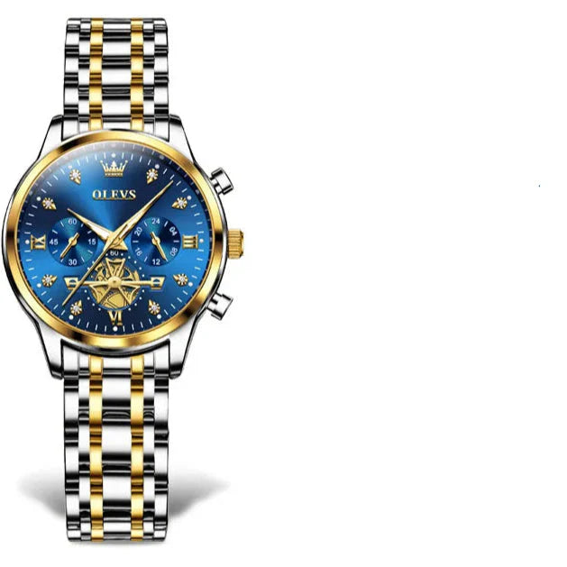 Women's Gold Stainless Steel Multifunction Quartz Watch BandsCo Straps