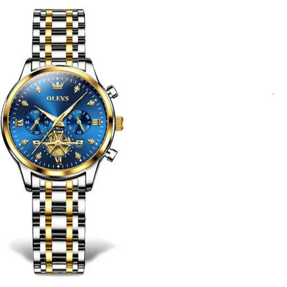 Women's Gold Stainless Steel Multifunction Quartz Watch BandsCo Straps