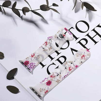 Apple Watch Silicone Strap - Floral Design - Soft and Comfortable BandsCo Straps
