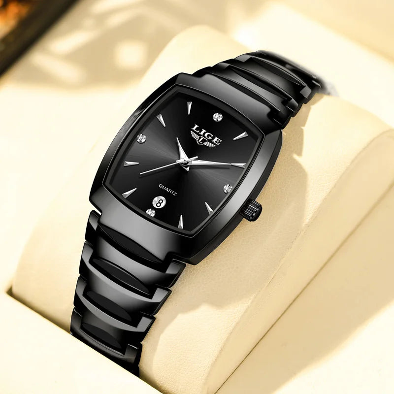 Women's Stainless Steel Rectangular Quartz Dress Watch BandsCo Straps