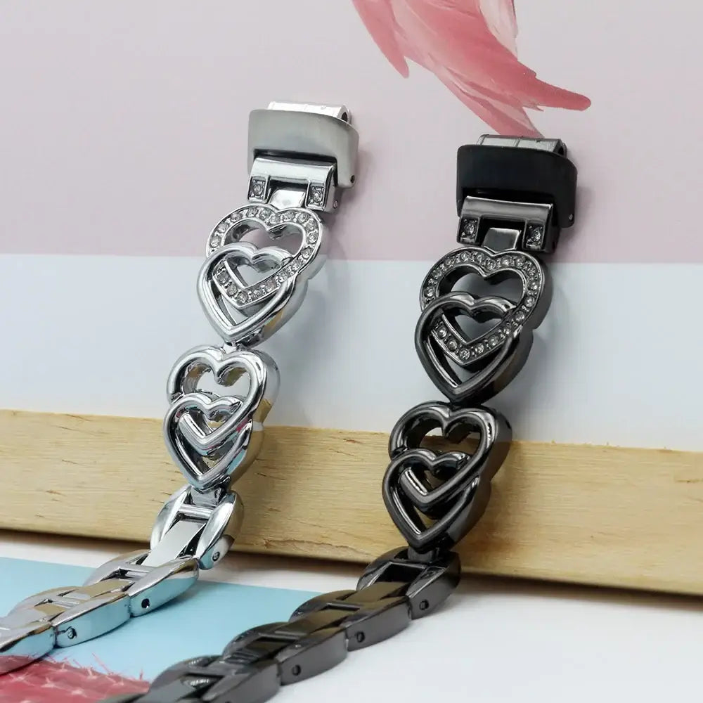 Fitbit Inspire 3 Steel Heart Design Band – Elegant Stainless Steel Strap BandsCo Straps