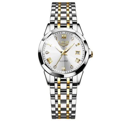 Women's Blue Sunburst Dial Two Tone Stainless Watch BandsCo Straps