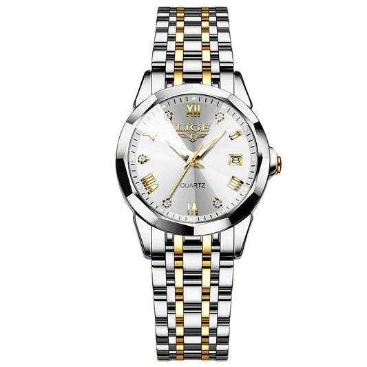 Women's Blue Sunburst Dial Two Tone Stainless Watch BandsCo Straps