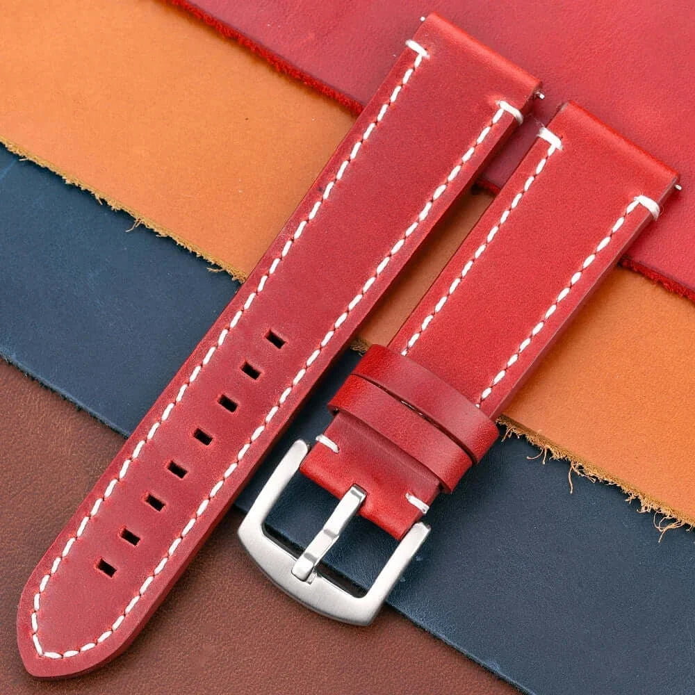Suunto Race, Vertical & 9 Peak Contrast-Stitched Leather Buckle Band BandsCo Straps