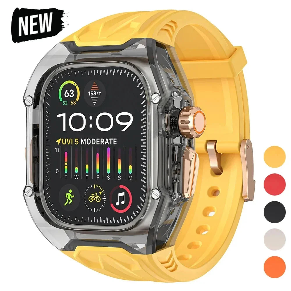 Transparent Armor Mod Kit for Apple Watch Ultra - Rugged Clear Case & TPU Sport Band Wristwatchstraps.co