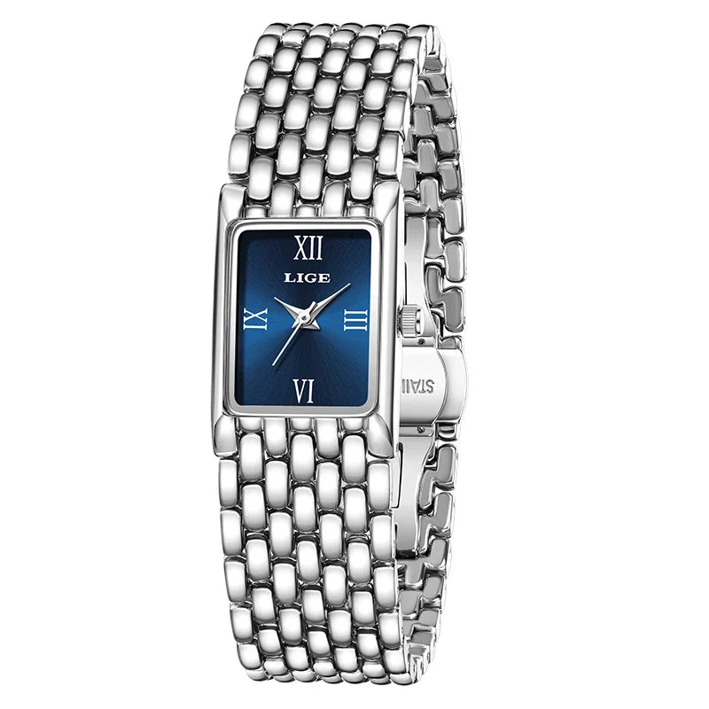 Women's Gold Rectangular Watch Stainless Steel Bracelet BandsCo Straps