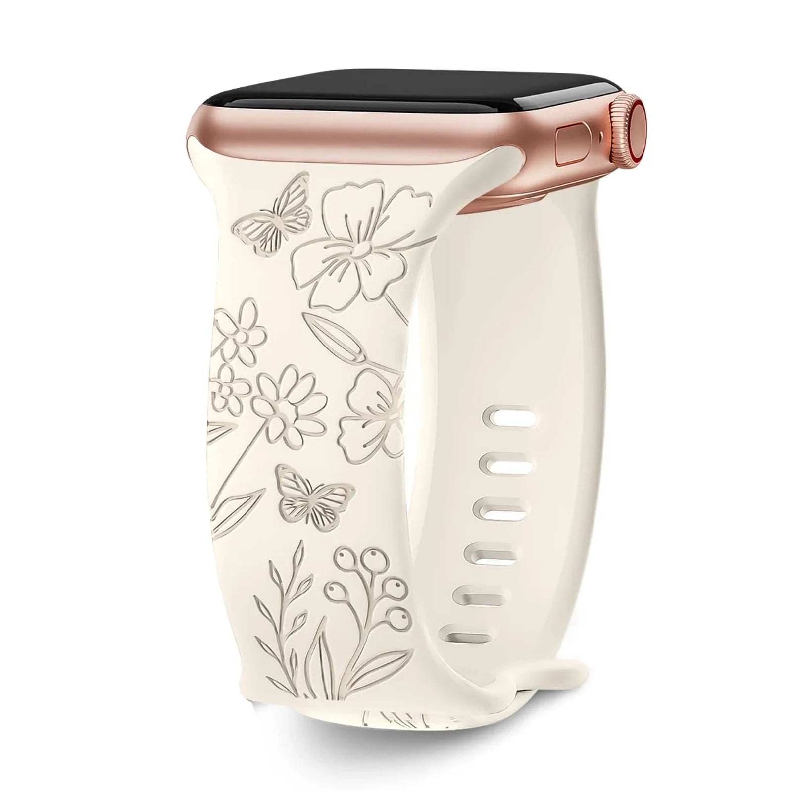 Apple Watch Silicone Strap - Floral Engraved, Soft and Waterproof BandsCo Straps