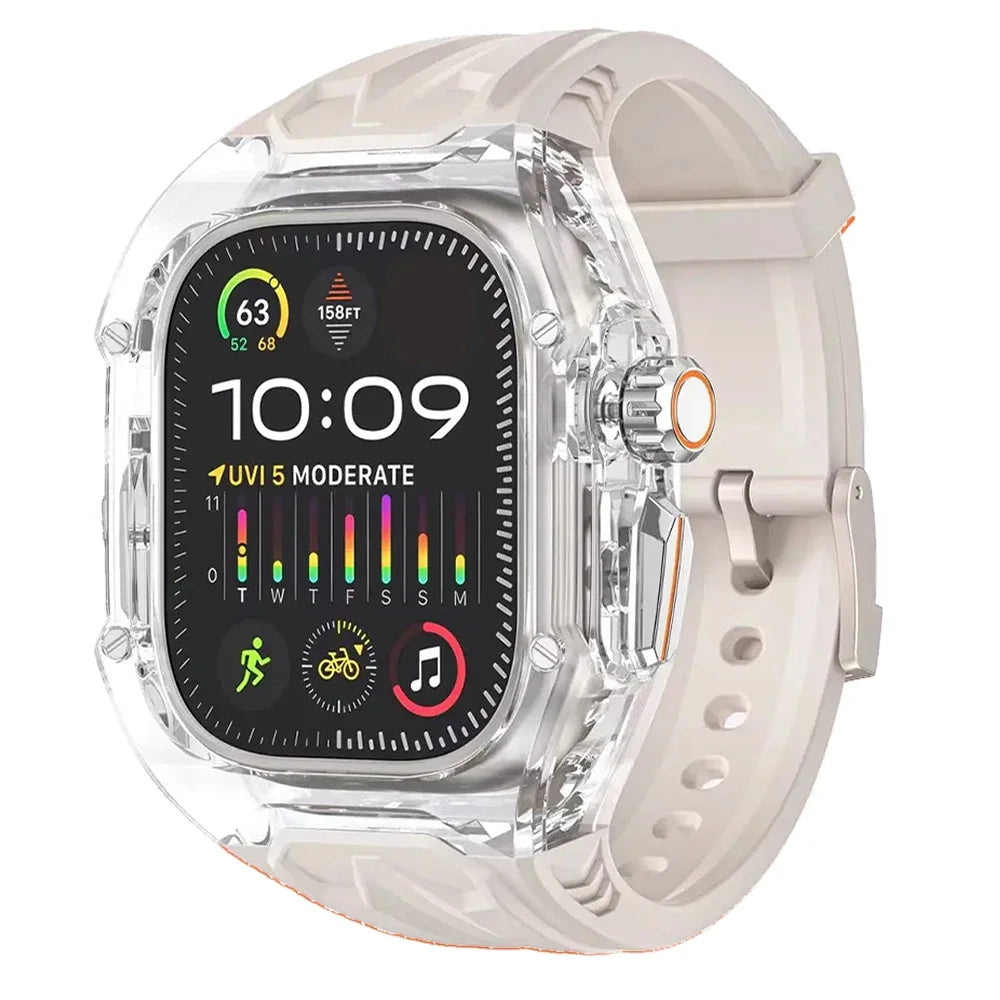 Transparent Armor Mod Kit for Apple Watch Ultra - Rugged Clear Case & TPU Sport Band Wristwatchstraps.co