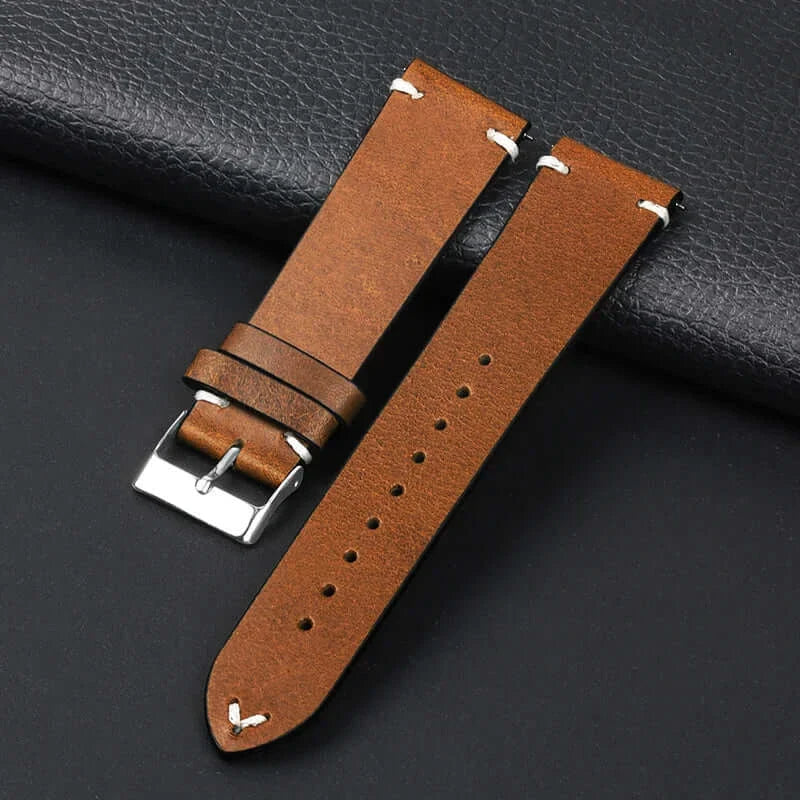 Amazfit Leather Watch Band Retro Oil Wax Calfskin For Smartwatch Replacement BandsCo Straps