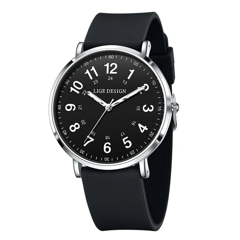 Women's Pink Silicone Watch Large Dial Rose Gold Minimal BandsCo Straps