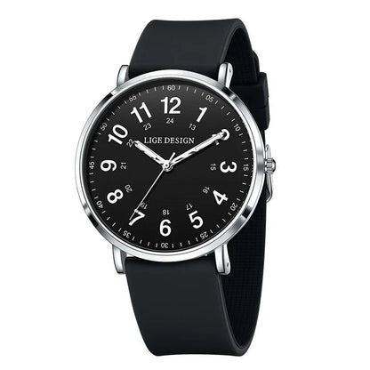 Women's Pink Silicone Watch Large Dial Rose Gold Minimal BandsCo Straps