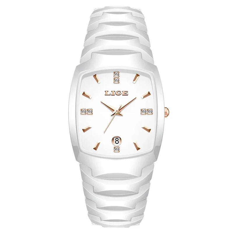 Women's Rose Gold Stainless Steel Luminous Date Slim Watch BandsCo Straps