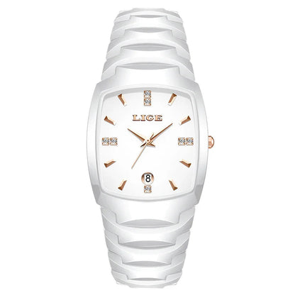 Women's Rose Gold Stainless Steel Luminous Date Slim Watch BandsCo Straps