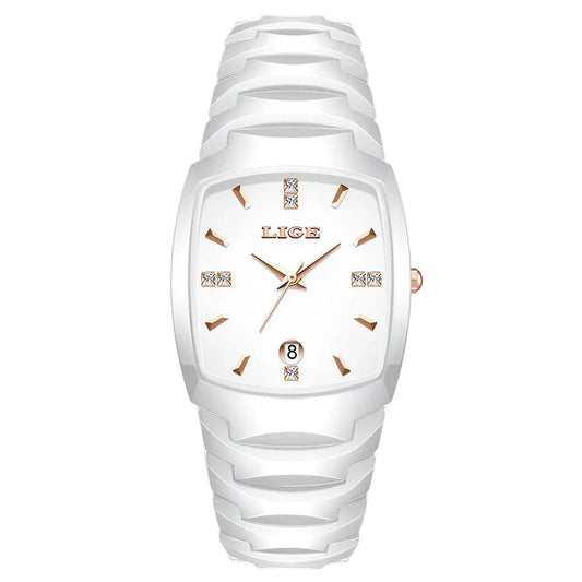 Women's Rose Gold Stainless Steel Luminous Date Slim Watch BandsCo Straps