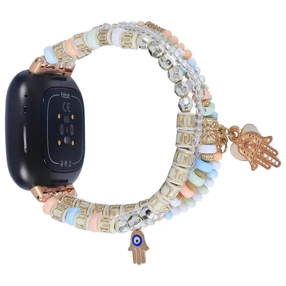 Fitbit Versa & Sense Beaded Elastic Band - Stylish Boho BandsCo Straps