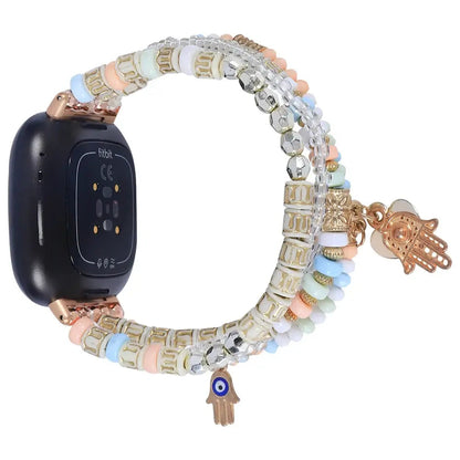 Fitbit Versa & Sense Beaded Elastic Band - Stylish Boho BandsCo Straps