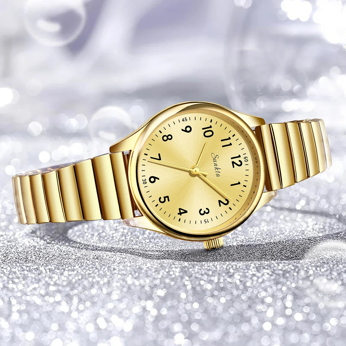 Gold Stainless Steel Women's Watch Quartz Minimalist BandsCo Straps