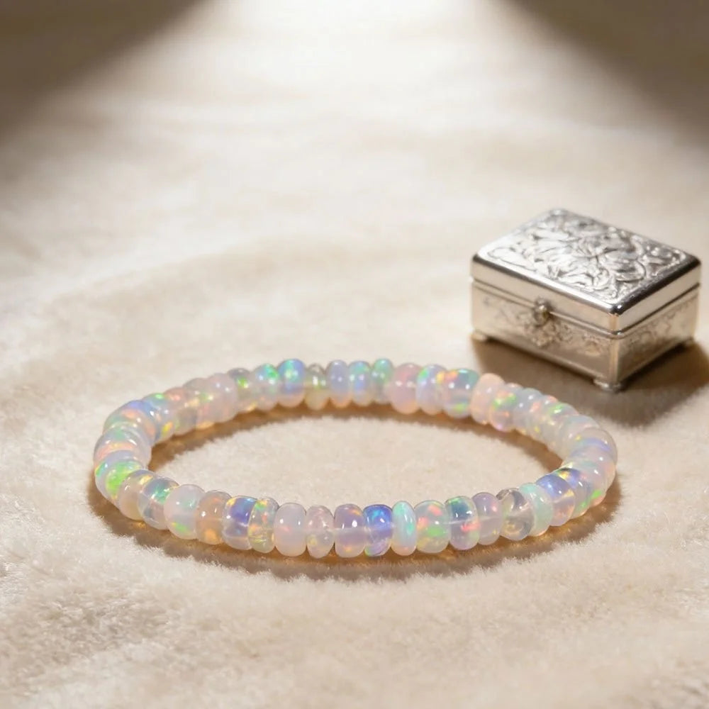 Natural Ethiopian Opal Beaded Bracelet, Emotional Balance & Healing Jewelry Wristwatchstraps.co