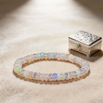 Natural Ethiopian Opal Beaded Bracelet, Emotional Balance & Healing Jewelry Wristwatchstraps.co