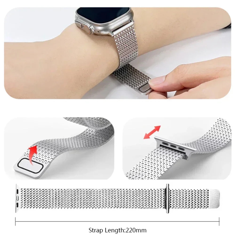 Apple Watch Stainless Steel Milanese Loop Band - Magnetic Clasp BandsCo Straps
