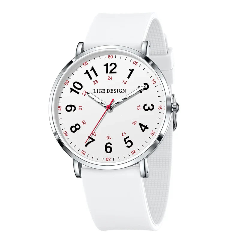 Women's Pink Silicone Watch Large Dial Rose Gold Minimal BandsCo Straps