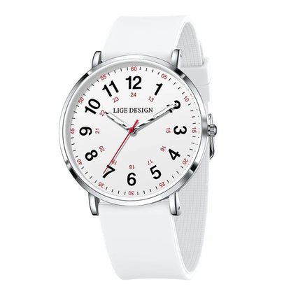 Women's Pink Silicone Watch Large Dial Rose Gold Minimal BandsCo Straps