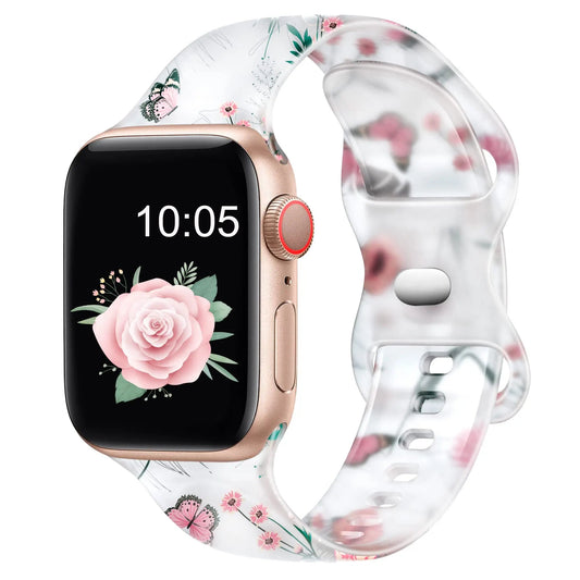 Apple Watch Silicone Strap - Floral Design - Soft and Comfortable BandsCo Straps