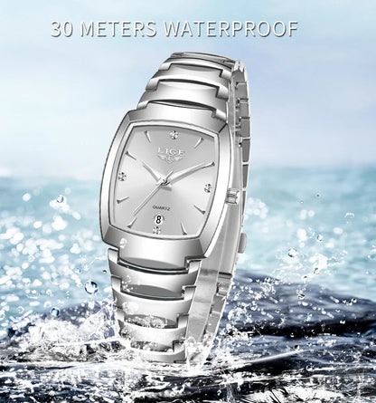 Women's Stainless Steel Rectangular Quartz Dress Watch BandsCo Straps