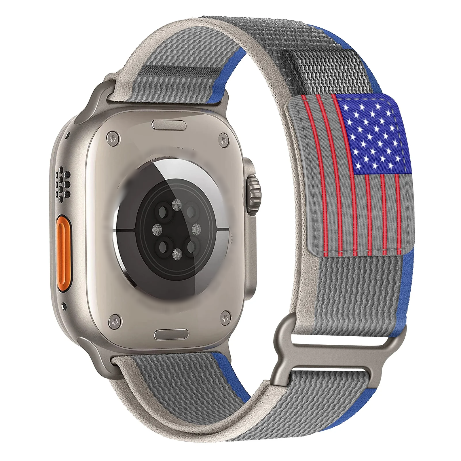 Stainless Steel Apple Watch Series Velcro Band USA Flag Velcro